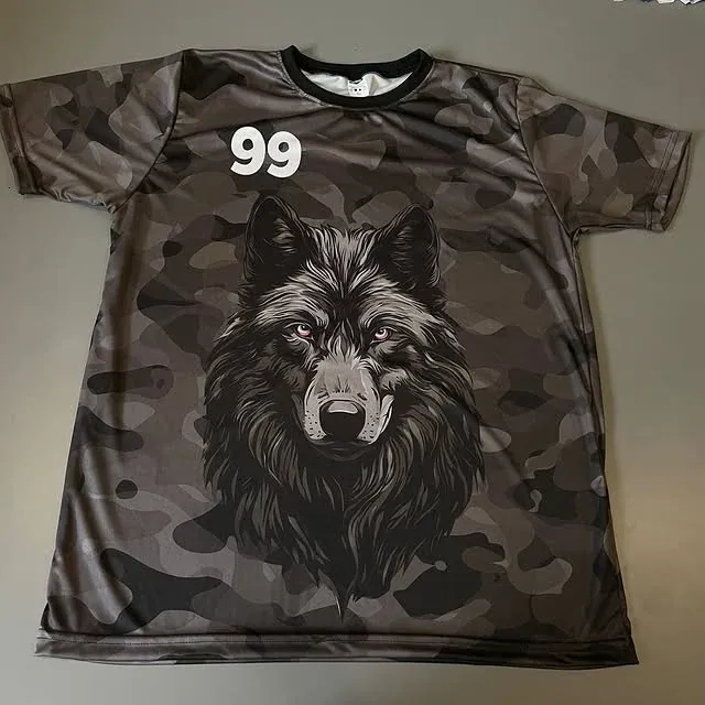 Camisa esportiva personalizada com estampa de lobo para interclasse
