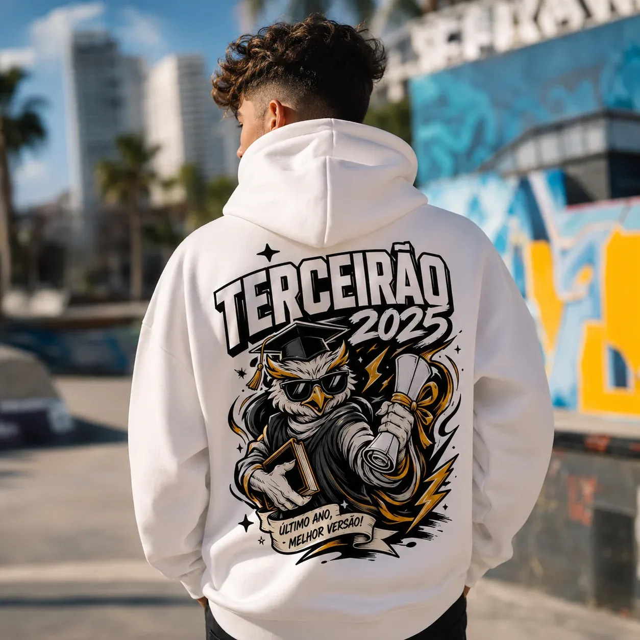Moletom branco personalizado para terceirão
